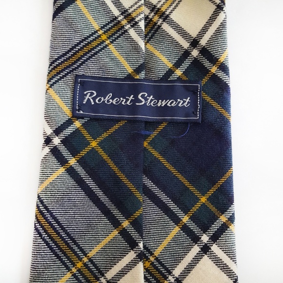 Robert Stewart Vintage Mens Cotton Blend Plaid Tie - Picture 6 of 7